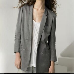 Alexander Wang Oversized Boyfriend Wool Blend Gray Blazer Size 0